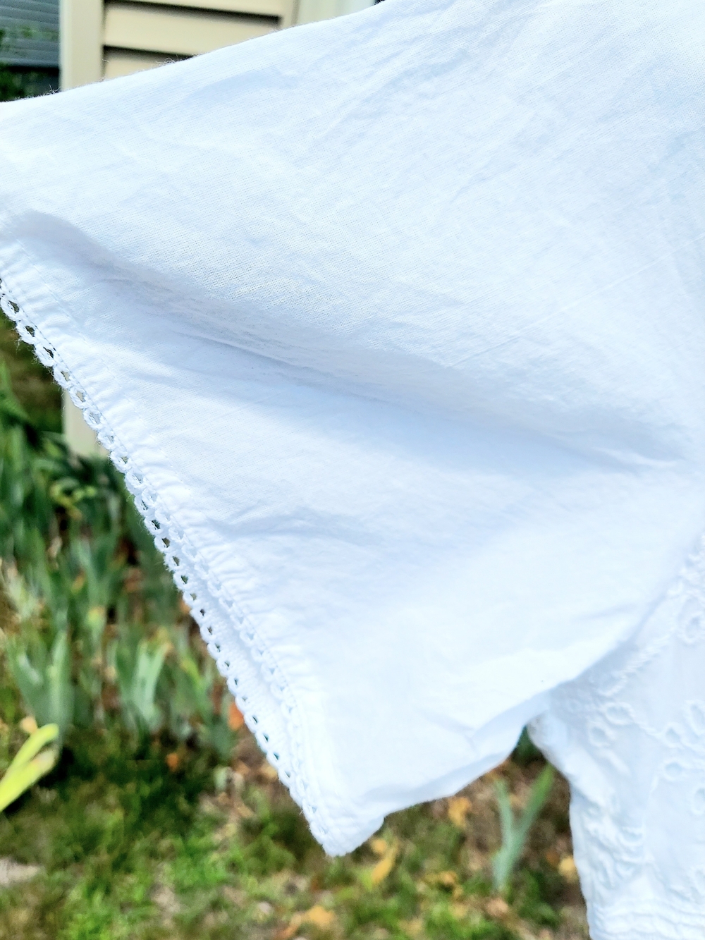 Ananta 100%Cotton White Embroided Eyelet V-Neck Maxi Dress Women Sizes S/M L/XL - Picture 5 of 8